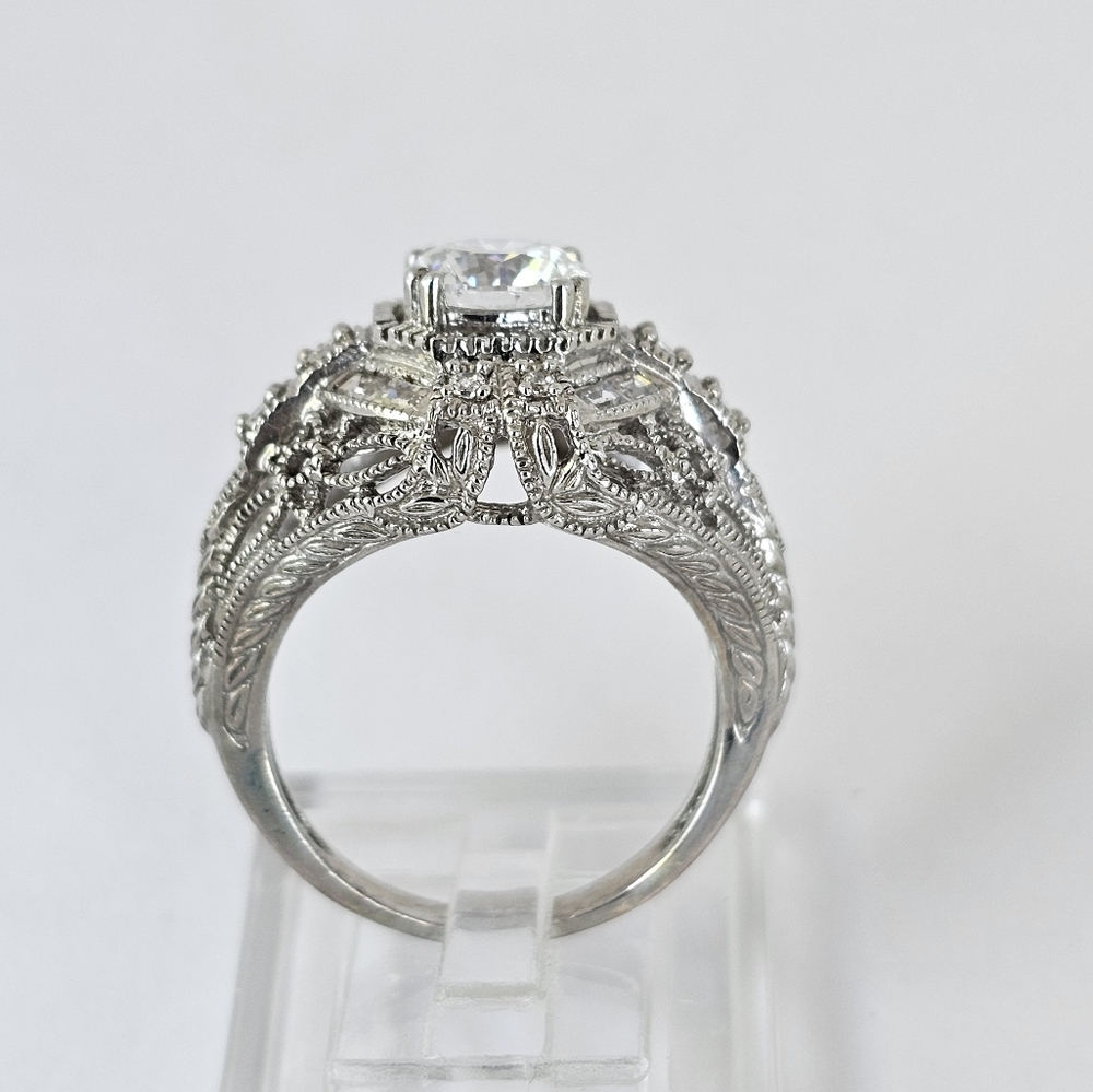 Authentic Victoria Wieck Art Deco Diamonique Ring Sterling Silver Size 7 - Picture 5 of 14